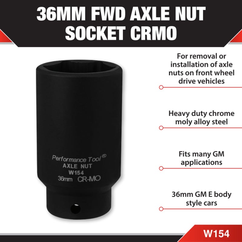 Performance Tool W154 36mm Front Wheel Drive Axle Nut Socket - Image 2